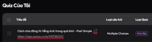 Làm bài quiz từ quizzy.